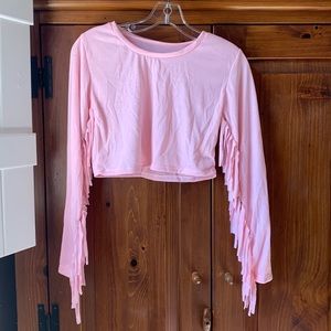 Dolls kill fringe long sleeve crop top